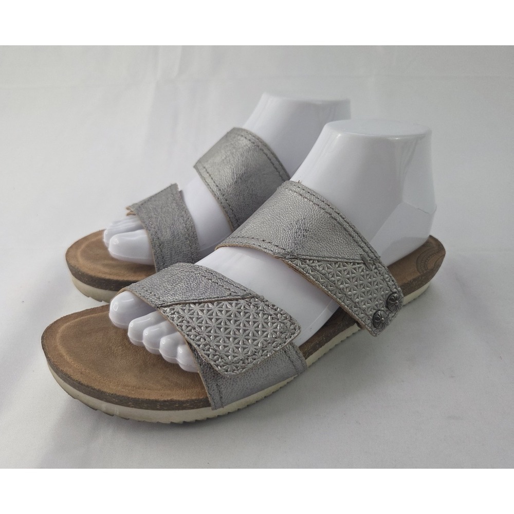 Cobb Hill Slide Sandals Womens 8 Silver Adjustable Comfort Coastal Grandmother
